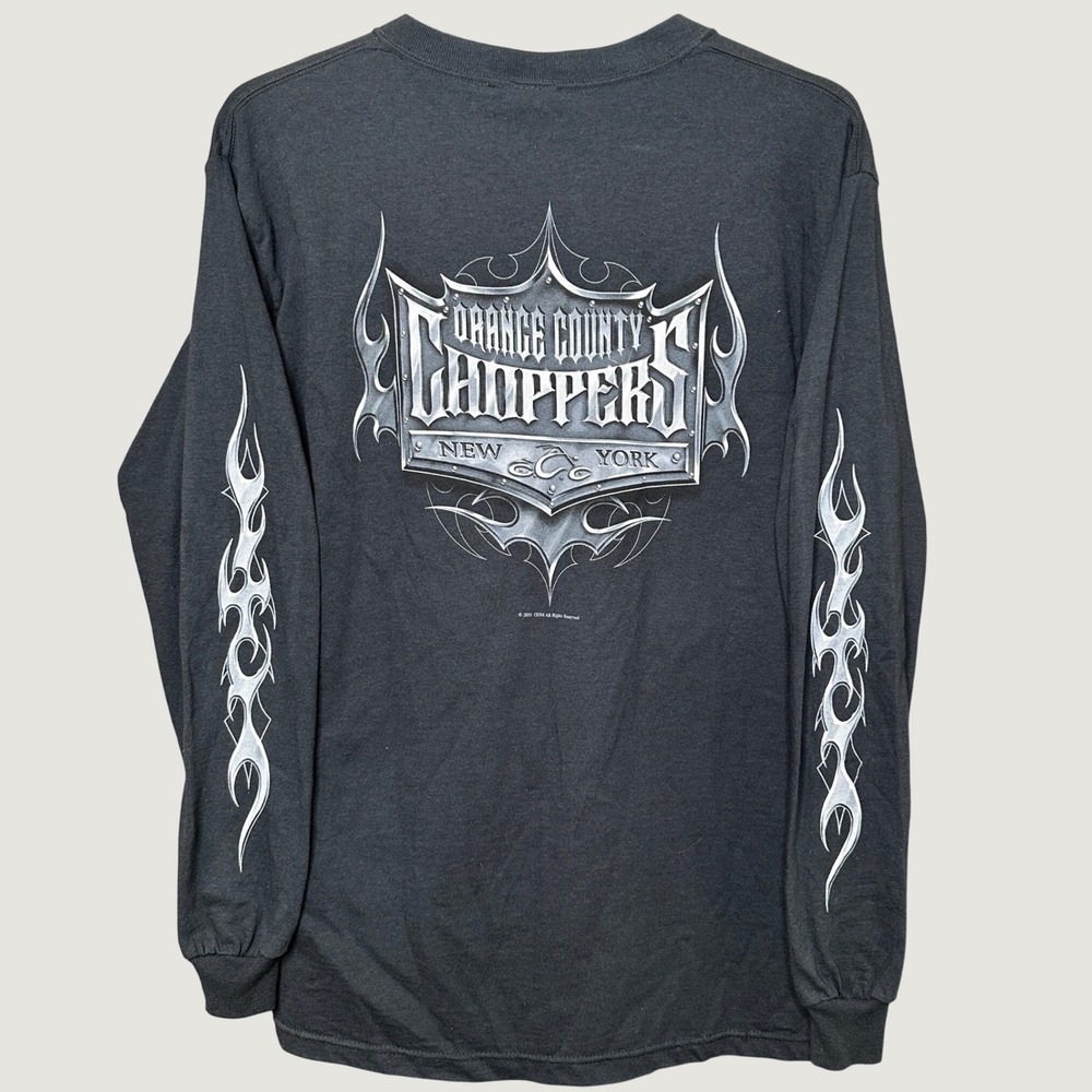 Orange County Choppers OCC Long Sleeve T Shirt Men Medium Black Tribal Flame Y2K